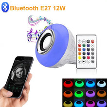 Cargar imagen en el visor de la galería, Foco bocina  LED RGB, altavoz inalámbrico por Bluetooth, música, lámpara regulable con Control de aplicación remota
