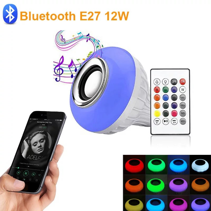 Foco bocina  LED RGB, altavoz inalámbrico por Bluetooth, música, lámpara regulable con Control de aplicación remota