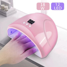 Cargar imagen en el visor de la galería, Secador de uñas de 18W, lámpara de LED UV de uñas con 18 LED, con pantalla LCD para manicura minilámpara USB, Sensor inteligente para secar todos los esmaltes de uñas de gel
