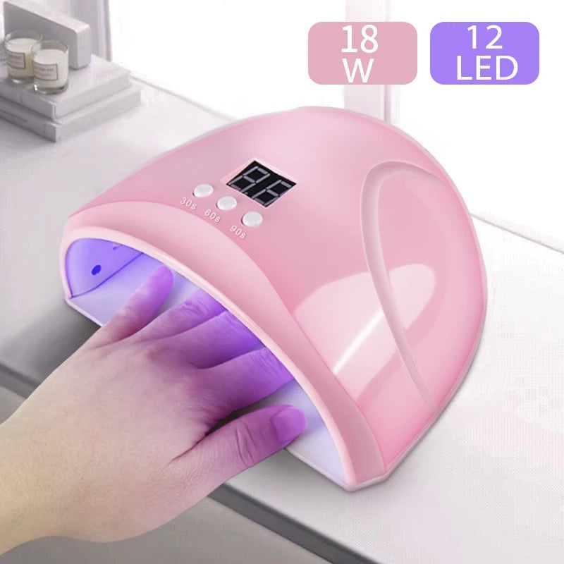 Secador de uñas de 18W, lámpara de LED UV de uñas con 18 LED, con pantalla LCD para manicura minilámpara USB, Sensor inteligente para secar todos los esmaltes de uñas de gel