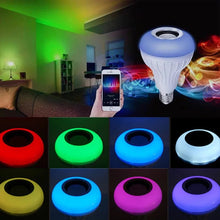 Cargar imagen en el visor de la galería, Foco bocina  LED RGB, altavoz inalámbrico por Bluetooth, música, lámpara regulable con Control de aplicación remota
