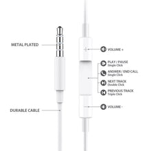 Cargar imagen en el visor de la galería, Auricular con cable de 3,5mm y Control de volumen, auriculares internos para música iPhone 7 8 X Xs, auriculares estéreo con micrófono para Xiaomi, Huawei,
