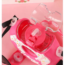 Cargar imagen en el visor de la galería, Botella de agua con diseño de Donut para niños, bote de estilo lindo creativo con pajita, 380ml, portátil, a prueba de fugas, MOD 2010
