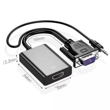 Cargar imagen en el visor de la galería, VGA a HDMI-Cable convertidor hembra VGA macho a HDMI, adaptador con salida de 3,5mm para PC, portátil a HDTV proyector - mychinashop.com
