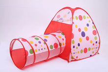 Cargar imagen en el visor de la galería, Casa castillo de juegos para niños, tienda de túnel para gatear en interiores y exteriores, Juego de 3 piezas, piscina de bolas, corralito para bebés, valla,
