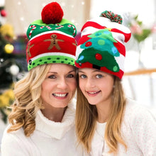 Cargar imagen en el visor de la galería, Gorro navideño de punto con luz LED para niños y adultos, gorro cálido iluminado, decoración de Año Nuevo varios diseños
