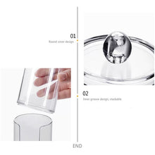 Cargar imagen en el visor de la galería, Contenedor de acrílico redondo cotonete isopo Qtip para cosméticos, organizador para almohadilla multifuncional de algodón de maquillaje, caja de almacenamiento de joyas y tarros de caramelo
