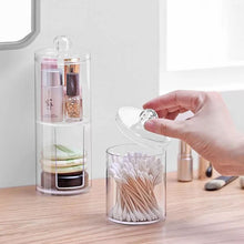 Cargar imagen en el visor de la galería, Contenedor de acrílico redondo cotonete isopo Qtip para cosméticos, organizador para almohadilla multifuncional de algodón de maquillaje, caja de almacenamiento de joyas y tarros de caramelo
