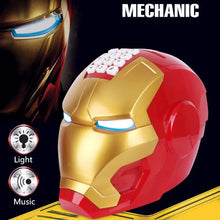 Cargar imagen en el visor de la galería, Alcancia electrónica con luz y música para niños, casco de Iron man con cerradura de contraseña, figuras de acción, modelo de juguete, decoración de escritorio MOD 6688-7
