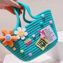 Cargar imagen en el visor de la galería, Bolso de mano de ganchillo de algodón hecho a mano personalizado, bolso de punto para mujer y niña, bolsos de playa para vacaciones MOD 7904
