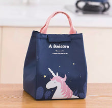 Cargar imagen en el visor de la galería, Bolsa térmica de dibujos animados para pícnic y niños, organizador de viaje para el desayuno, Almacenamiento Aislado, impermeable, fiambrera UNICORNIO
