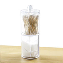 Cargar imagen en el visor de la galería, Contenedor de acrílico redondo cotonete isopo Qtip para cosméticos, organizador para almohadilla multifuncional de algodón de maquillaje, caja de almacenamiento de joyas y tarros de caramelo

