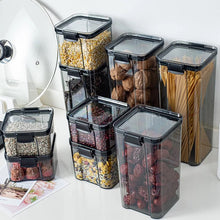 Cargar imagen en el visor de la galería, Caja de Pasta hermética transparente 1500ml  para despensa, latas selladas multigrano, contenedor de almacenamiento de alimentos, refrigerador de cocina de plástico con tapa fresca
