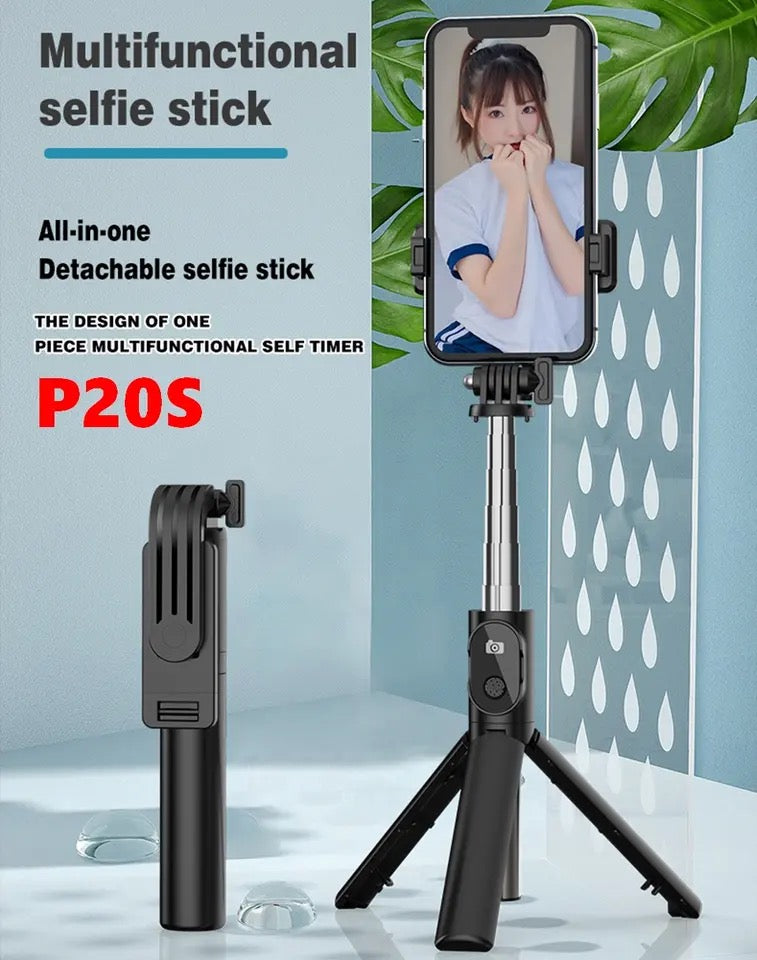 Palo de Selfie remoto inalámbrico con Bluetooth, P20S, luz LED extensible, monopié de mano plegable, soporte de trípode MOD P20S