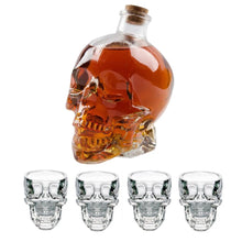 Cargar imagen en el visor de la galería, Botella de cristal con forma de Calavera, jarra de cristal con cabeza de calavera de corcho para Whisky, vino y bebidas alcohólicas,
