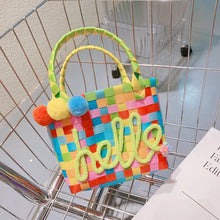 Cargar imagen en el visor de la galería, Bolso de mano de Color caramelo para niños y niñas, bolsa de playa tejida MOD 7903
