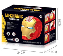 Cargar imagen en el visor de la galería, Alcancia electrónica con luz y música para niños, casco de Iron man con cerradura de contraseña, figuras de acción, modelo de juguete, decoración de escritorio MOD 6688-7
