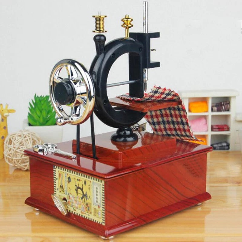 Máquina de coser Retro alhajero antigua, caja de música con personalidad, creativa, tienda de ropa, adornos decorativos para el hogar MOD YL2018