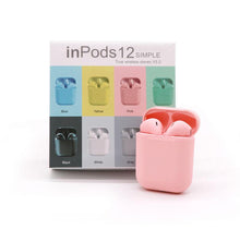 Cargar imagen en el visor de la galería, Auriculares inalámbricos TWS de colores,  i12 cascos con Bluetooth 5,0, caja de carga mate, Mini auriculares inalámbricos  inpods
