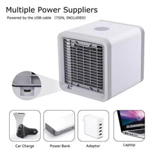 Cargar imagen en el visor de la galería, Minidispositivo de aire acondicionado con 7 LUCES LED humidificador con USB, purificador de Mesa para el hogar, dormitorio y oficina, refrigeración MOD 8856
