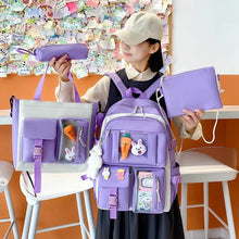 Cargar imagen en el visor de la galería, Conjunto de 4 Uds. De Mochila escolar Kawaii para niños, morral escolar para adolescentes y niñas, morral escolar, MOD 2023-1
