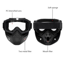 Cargar imagen en el visor de la galería, Marcará Godcha y moto desmontable gafas y filtro Modular de máscara de boca  MÁSCARA MOTO CROSS para Casco de motocicleta, flexible Mod MZ-1 - mychinashop.com
