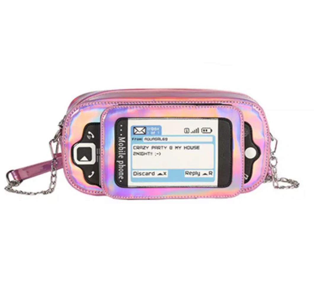 Bolso de mano para teléfono móvil con teclado completo para mujer, bolsa de mensajero de pu con láser, moda europea y americana creativa, simulación divertida, MOD LH1240