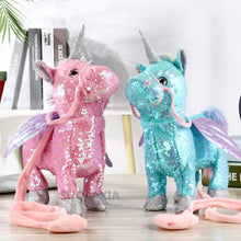 Cargar imagen en el visor de la galería, unicornio eléctrico para caminar, lindo unicornio con lentejuelas, Animal de peluche, música electrónica MOD BL-135
