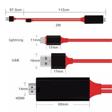 Cargar imagen en el visor de la galería, Cable de 8 pines a HDMI HDTV TV adaptador de AV Digital USB de 2M HDMI 1080P inteligente convertidor de Cable para Apple TV para IPhone HD Plug and Play Mod L7-A - mychinashop.com
