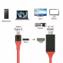 Cargar imagen en el visor de la galería, Adaptador de vídeo USB 3,1 tipo C de 2m, USB-C a HDMI, HDTV, Cable de carga Ultra HD 1080P 4k para Samsung S8, Macbook, Xiaomi - mychinashop.com
