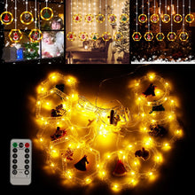 Cargar imagen en el visor de la galería, Cortina de luces navideñas de 3x0,7 m, cadena de luces 100LED para ventana con gancho y carga USB remota, 8 modos de iluminación colgantes de Navidad MOD SDD107 LED153
