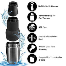 Cargar imagen en el visor de la galería, Soporte para latas de cerveza 2 en 1, termo aislado al vacío de , de acero inoxidable, con abridor ,16oz  MOD ZE-346
