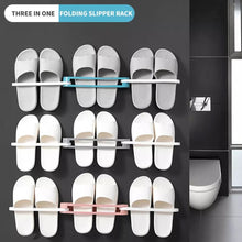 Cargar imagen en el visor de la galería, Zapatero plegable de pared de uno a tres, estante para zapatos sin perforaciones, artefacto de almacenamiento para Baño MOD 680678
