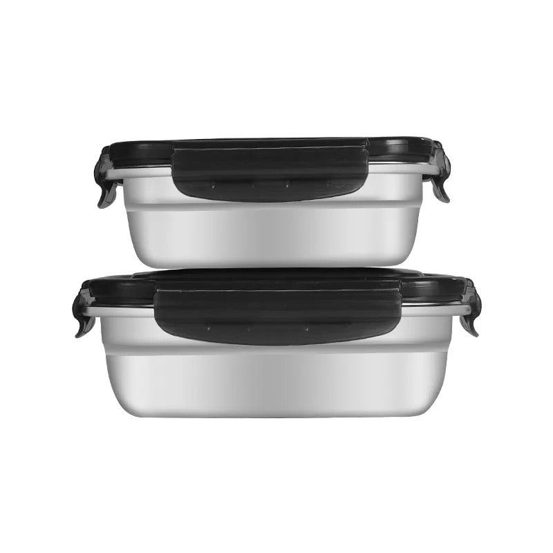 Caja de alimentos de acero inoxidable 304, contenedor de almacenamiento de alimentos portátil de gran capacidad a prueba de fugas, para viaje y acampada 2 pz MOD GH4697