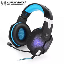 Cargar imagen en el visor de la galería, Kotion estéreo de bajo profundo cada auricular G1000 auriculares sobre la oreja con micrófono LED luz para Gamers Video Games auriculares 3,5mm
