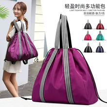 Cargar imagen en el visor de la galería, Maleta deportiva forma de bolsa gym Bolsa de nailon para Yoga y Fitness para mujer, Mochila deportiva con cordón, bolso de hombro, SM MOD 8338
