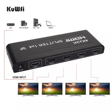 Cargar imagen en el visor de la galería, Multiplicador HDMI 4 canales 4K x 2k 1080P HDMI Splitter 4K 60Hz HDMI Splitter 1x4 HDMI2.0 1 en 4 convertidor de vídeo para PS4 DVD STB PC salida a 4 Monitor de TV - mychinashop.com

