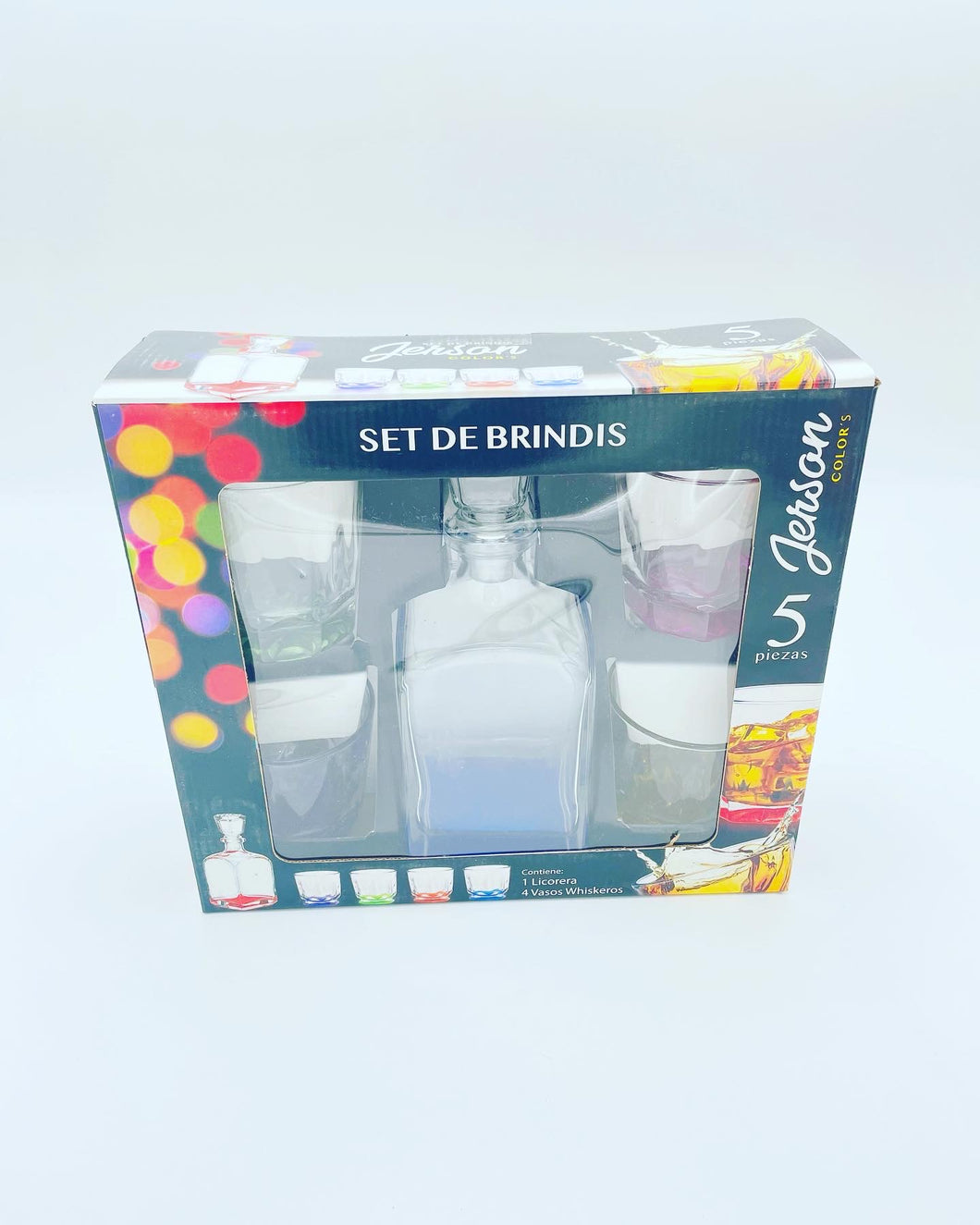 Set de Brindis 5 pz    botella de vino, dispensador de whisky, Bar de Vodka, decantador de vidrio de cóctel y vaso de cristal MOD JERSON