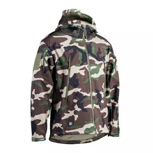 Cargar imagen en el visor de la galería, Chaqueta con funda suave de piel de tiburón con capucha para exteriores, ropa informal del ejército de camuflaje militar, abrigo de viento táctico para lluvia,frió ,caza , senderismo  y camping MOD X-026
