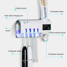 Cargar imagen en el visor de la galería, soporte de cepillo de dientes de energía Solar UV, esterilizador de doble capa, dispensador automático de pasta de dientes, accesorios de baño MOD GH2206
