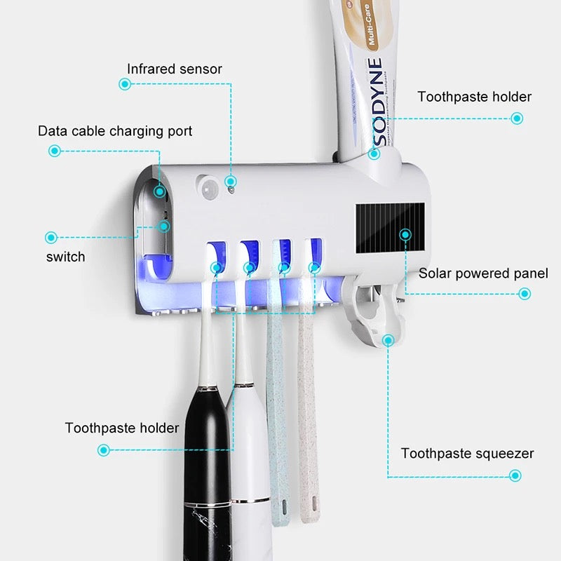 soporte de cepillo de dientes de energía Solar UV, esterilizador de doble capa, dispensador automático de pasta de dientes, accesorios de baño MOD GH2206