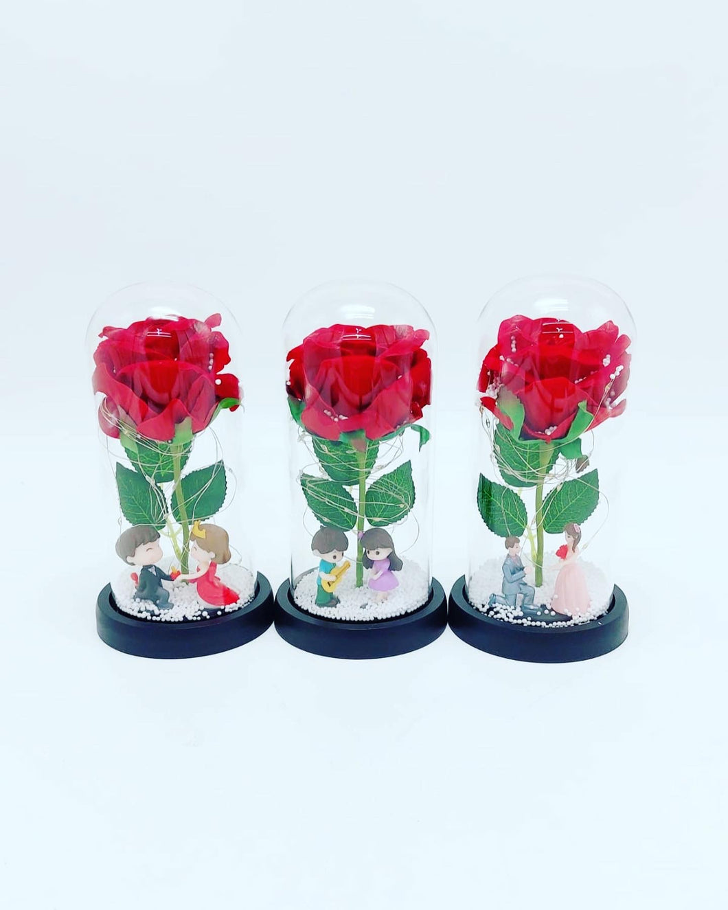 Rosa de la bella y la bestia, parejas, flores preservadas enteras, cúpula de cristal MOD modelo YY-2
