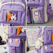 Cargar imagen en el visor de la galería, Conjunto de 4 Uds. De Mochila escolar Kawaii para niños, morral escolar para adolescentes y niñas, morral escolar, MOD 2023-1
