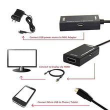 Cargar imagen en el visor de la galería, Adapter Cable MHL Micro USB Male to HDMI Female for Android Smartphone and Tablet HDMI V8 mod X-37 - mychinashop.com
