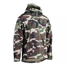 Cargar imagen en el visor de la galería, Chaqueta con funda suave de piel de tiburón con capucha para exteriores, ropa informal del ejército de camuflaje militar, abrigo de viento táctico para lluvia,frió ,caza , senderismo  y camping MOD X-026
