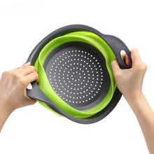 Cargar imagen en el visor de la galería, Colador plegable de silicona para frutas y verduras, cesta de lavado, escurridor con mango, utensilios de cocina MOD 627-32
