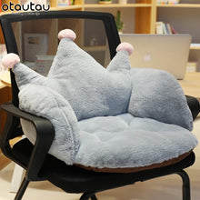 Cargar imagen en el visor de la galería, Sillón peluche Cojín de felpa suave con forma de corona para silla, cojín de asiento de Animal para niños, alfombrilla para sofá, Tatami para piernas, soporte Lumbar, decoración de oficina
