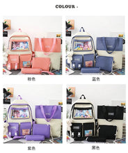 Cargar imagen en el visor de la galería, Conjunto de 4 unids/set de mochilas de lona para mujer, morral escolar para chicas adolescentes, mochila de viaje para estudiantes, mochila para ordenador portátil KAWAI MOD 314/406/2012
