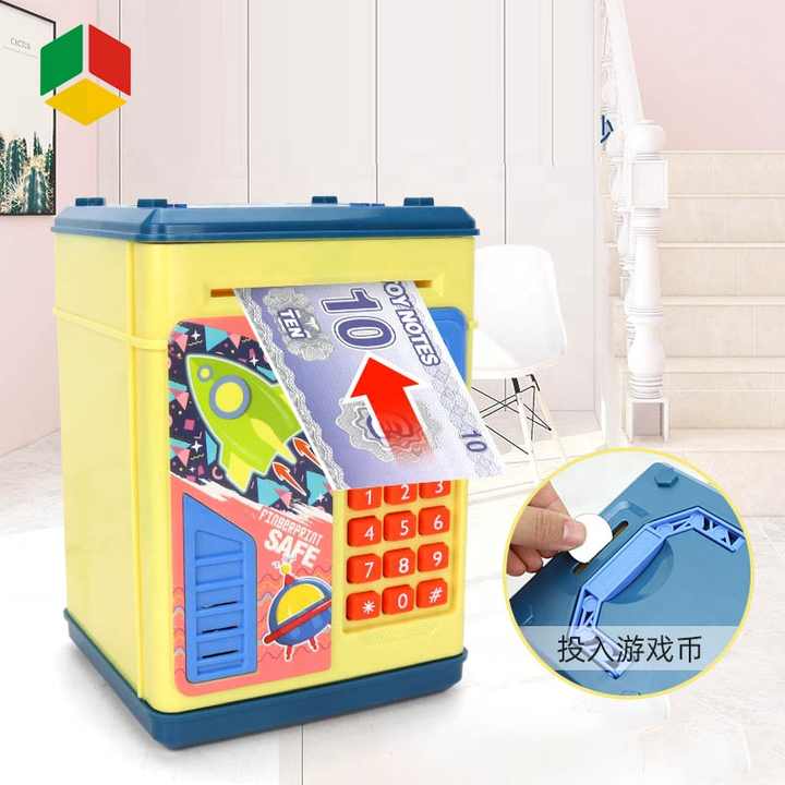 Alcancía para niños con huella dactilar con contraseña, Mini ATM, Banco de Ahorro de monedas electrónico y Caja de Ahorro MOD-6650