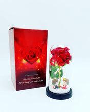 Cargar imagen en el visor de la galería, Rosa de la bella y la bestia, parejas, flores preservadas enteras, cúpula de cristal MOD modelo YY-2
